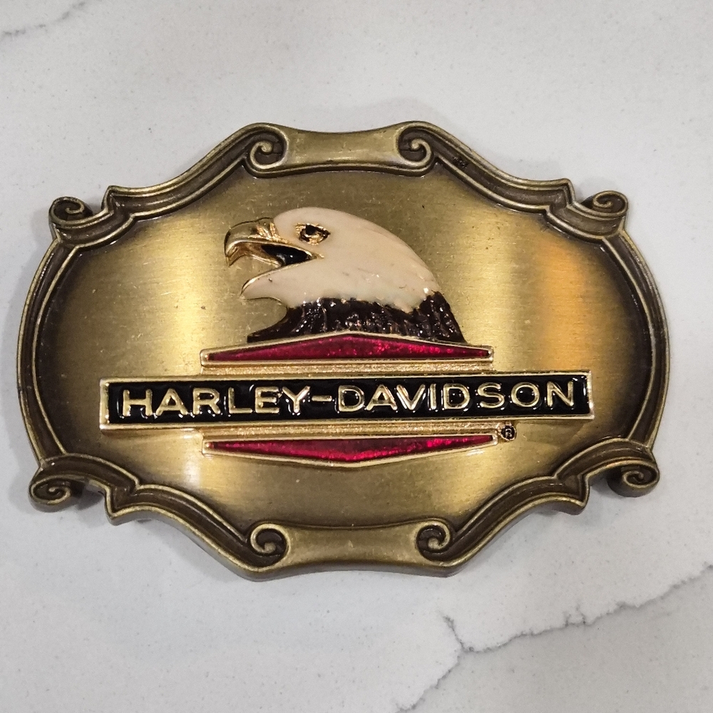 Vtg Harley Davidson Antique Brass American Eagle 1978 Belt Buckle